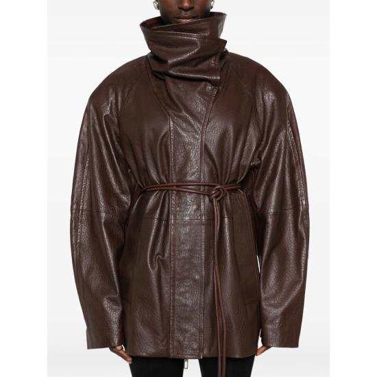 26FW 스포트막스 가죽 자켓 SPSALAGGIO 088F 001 BROWN - SPORTMAX