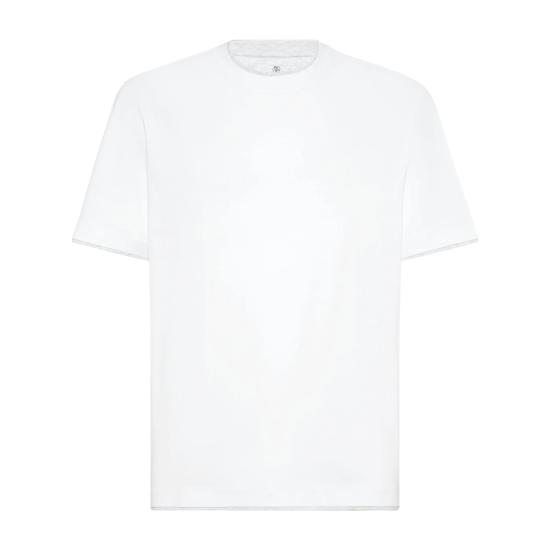 26FW 브루넬로 쿠치넬리 자수 로고 티셔츠 M0B137427 CW787 WHITE