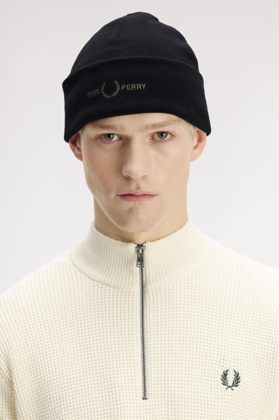 26FW 프레드페리 비니 C3300 13C BLACK LW GREEN - FRED PERRY