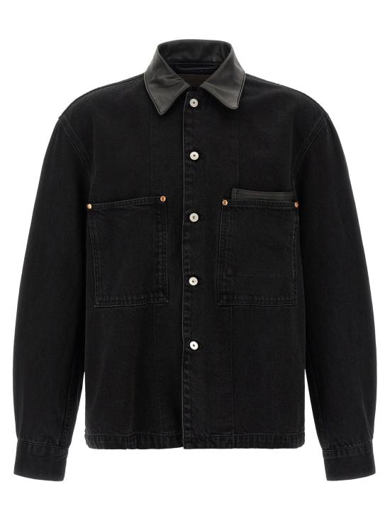 26FW 르메르 레더 칼라 디테일 데님 워크웨어 오버셔츠 SH1310LD1075BK999 Black
