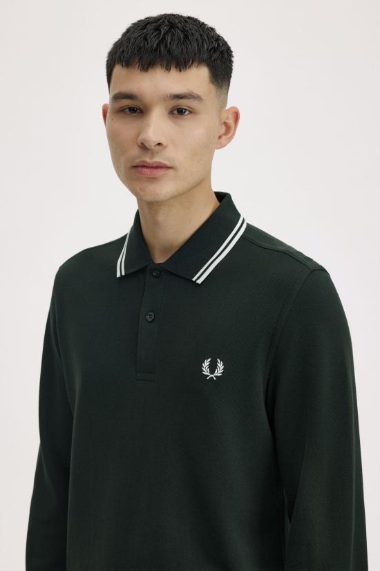 26FW 프레드페리 폴로 티셔츠 M3636 T50 NIGHT GREEN SNWHT - FRED PERRY
