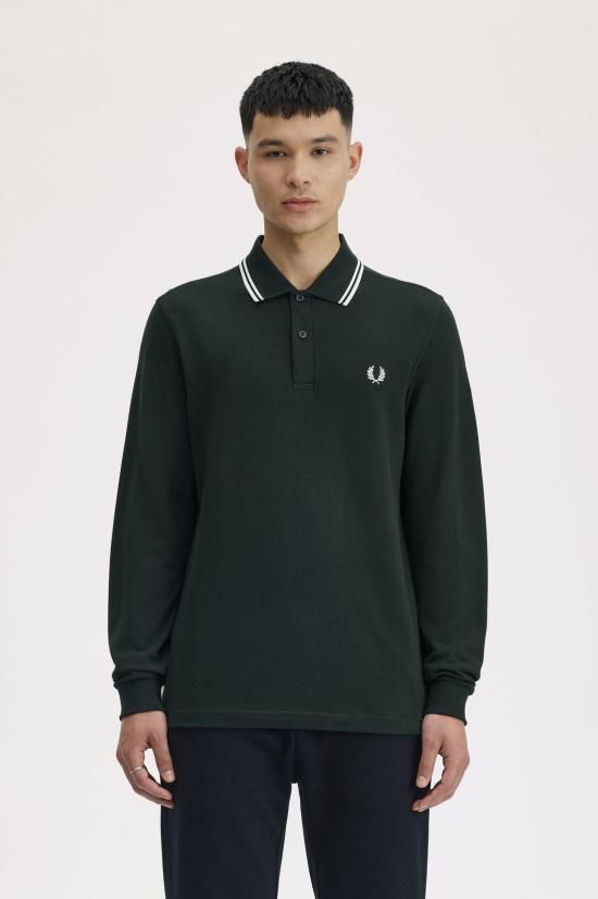 26FW 프레드페리 폴로 티셔츠 M3636 T50 NIGHT GREEN SNWHT - FRED PERRY