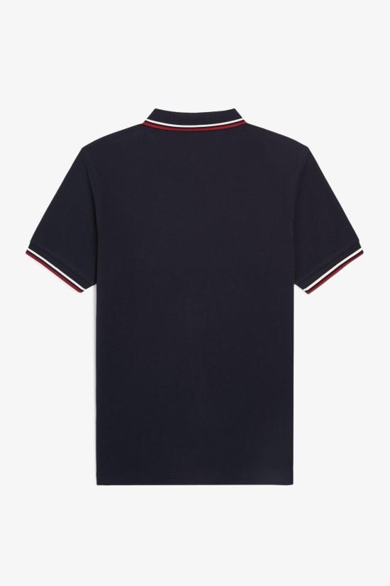 26FW 프레드페리 폴로 티셔츠 M3600 T55 NVY SWHT BNTRED - FRED PERRY