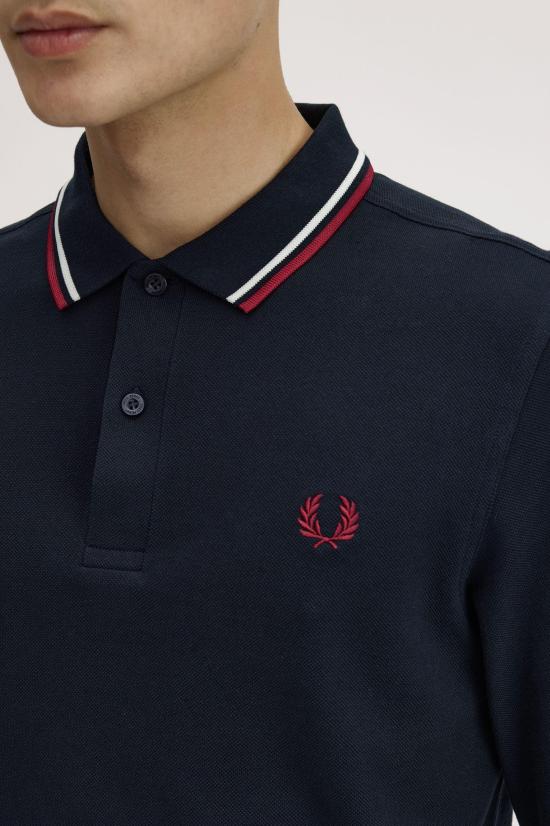 26FW 프레드페리 폴로 티셔츠 M3636 T55 NVY SWHT BNTRED - FRED PERRY