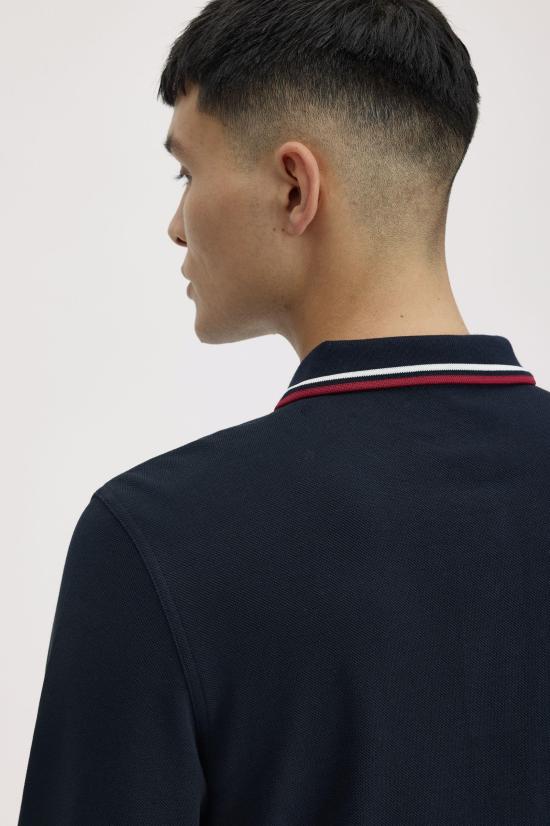 26FW 프레드페리 폴로 티셔츠 M3636 T55 NVY SWHT BNTRED - FRED PERRY
