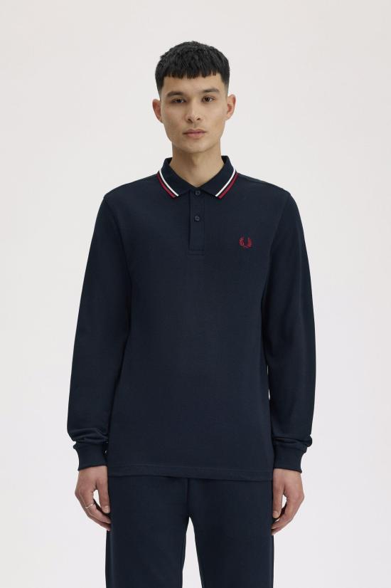 26FW 프레드페리 폴로 티셔츠 M3636 T55 NVY SWHT BNTRED - FRED PERRY