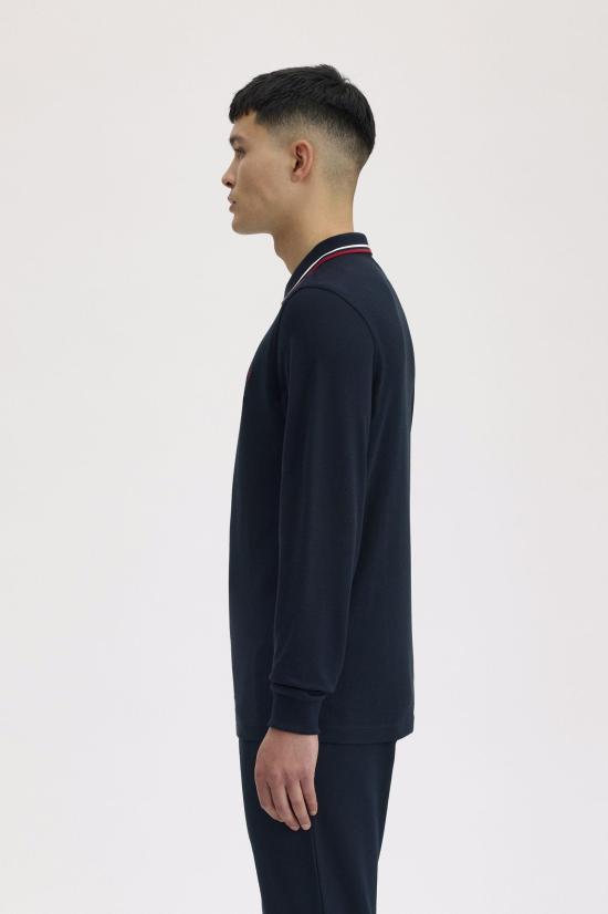 26FW 프레드페리 폴로 티셔츠 M3636 T55 NVY SWHT BNTRED - FRED PERRY
