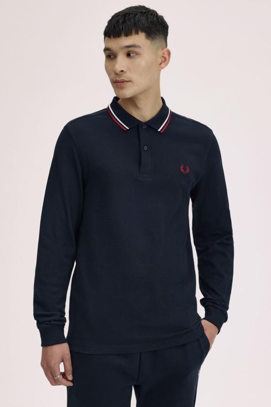 26FW 프레드페리 폴로 티셔츠 M3636 T55 NVY SWHT BNTRED - FRED PERRY