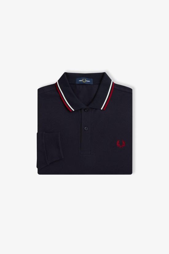 26FW 프레드페리 폴로 티셔츠 M3636 T55 NVY SWHT BNTRED - FRED PERRY