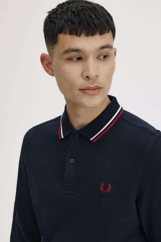26FW 프레드페리 폴로 티셔츠 M3636 T55 NVY SWHT BNTRED - FRED PERRY