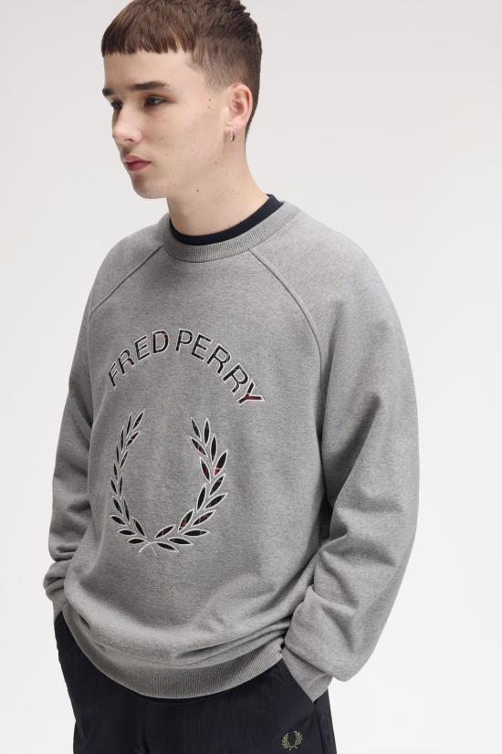 26FW 프레드페리 긴팔 티셔츠 M3652 420 STEEL MARL - FRED PERRY