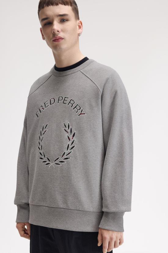 26FW 프레드페리 긴팔 티셔츠 M3652 420 STEEL MARL - FRED PERRY