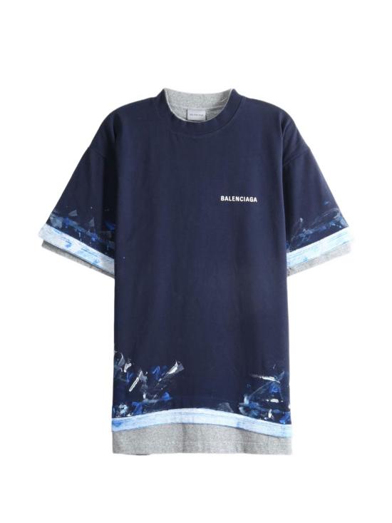 26FW 발렌시아가 반팔 티셔츠 A009CWTUVJ7 8065 BLUE