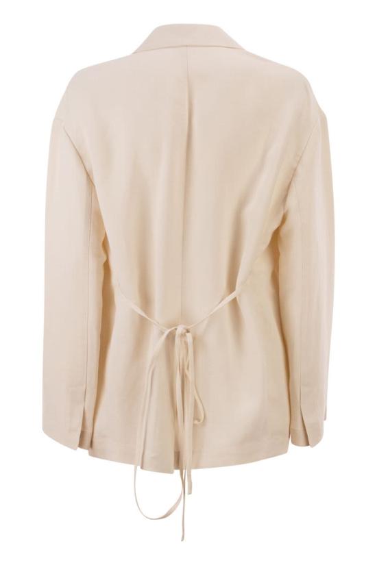 브루넬로 쿠치넬리 모닐리 비스코스 & 리넨 플루이드 트윌 블레이저 MH1267591 C579 IVORY - BRUNELLO CUCINELLI