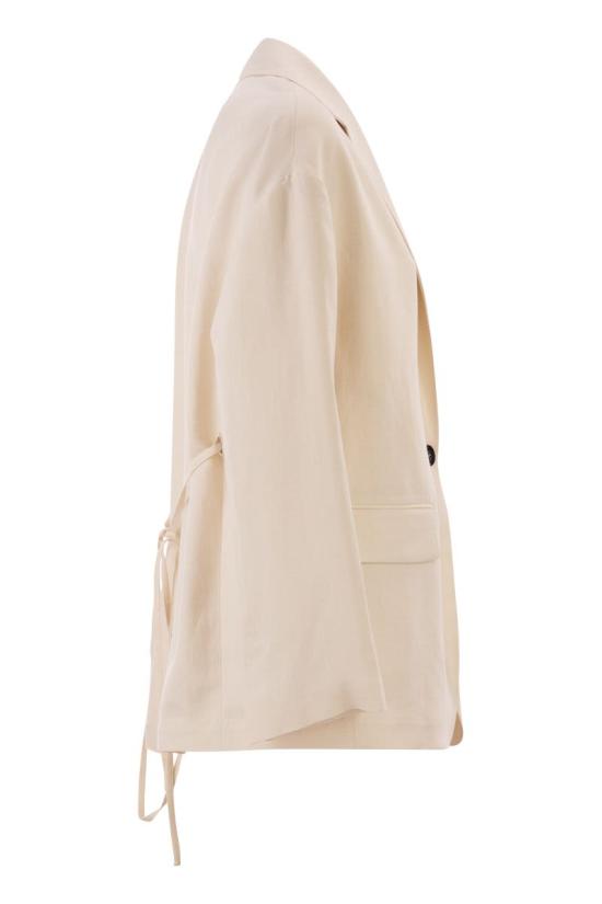  브루넬로 쿠치넬리 모닐리 비스코스 & 리넨 플루이드 트윌 블레이저 MH1267591 C579 IVORY - BRUNELLO CUCINELLI