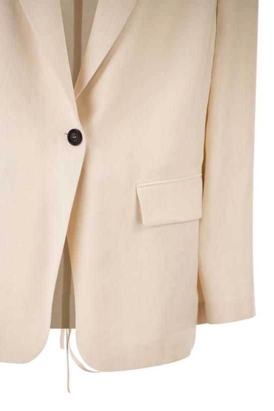  브루넬로 쿠치넬리 모닐리 비스코스 & 리넨 플루이드 트윌 블레이저 MH1267591 C579 IVORY - BRUNELLO CUCINELLI