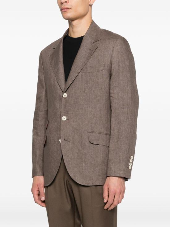  브루넬로 쿠치넬리 리넨 디컨스트럭티드 재킷 MB4307BWD C089 BROWN - BRUNELLO CUCINELLI