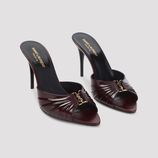  생로랑 바빌론 개더드 뮬 799606 AAEHF6629 BORDEAUX - SAINT LAURENT