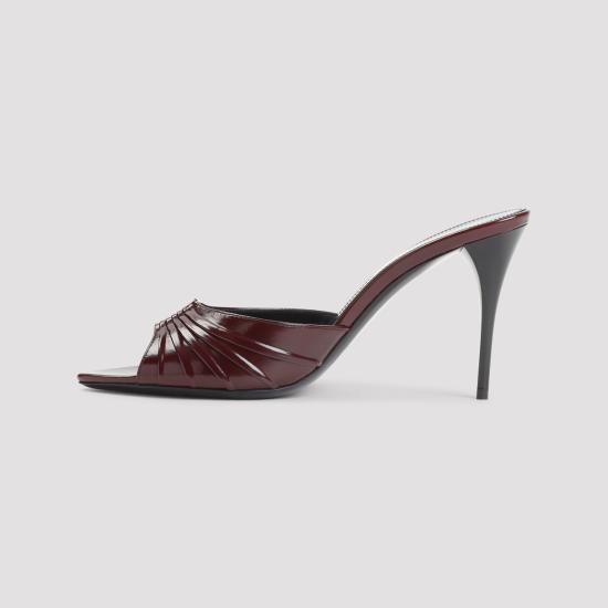  생로랑 바빌론 개더드 뮬 799606 AAEHF6629 BORDEAUX - SAINT LAURENT