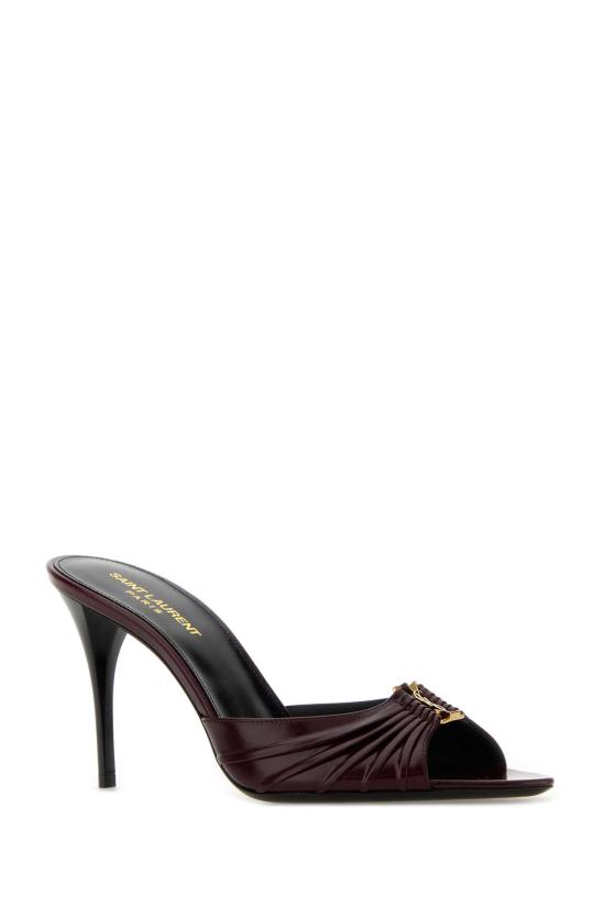 생로랑 바빌론 개더드 뮬 799606 AAEHF6629 BORDEAUX - SAINT LAURENT