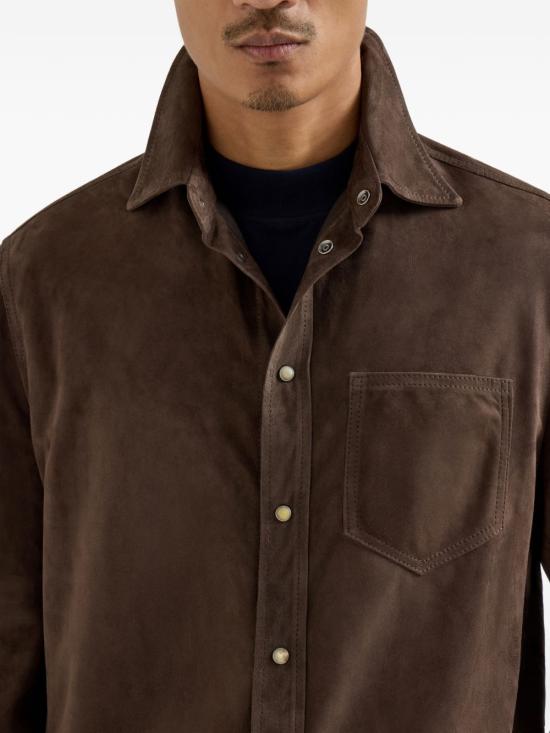  브루넬로 쿠치넬리 스웨이드 오버셔츠 MPCFN2039 C8552 BROWN - BRUNELLO CUCINELLI