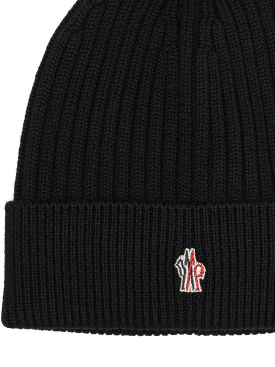  몽클레어 그레노블 로고 패치 울 비니 3B0000104761999 BLACK - MONCLER