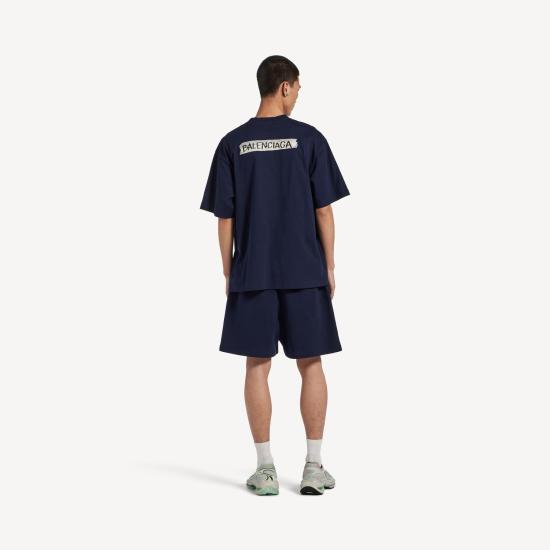 26FW 발렌시아가 마스킹 테이프 티셔츠 미디움 핏 764235TTVL6 8065 BLUE - BALENCIAGA