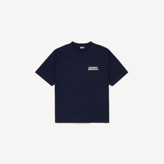 26FW 발렌시아가 마스킹 테이프 티셔츠 미디움 핏 764235TTVL6 8065 BLUE