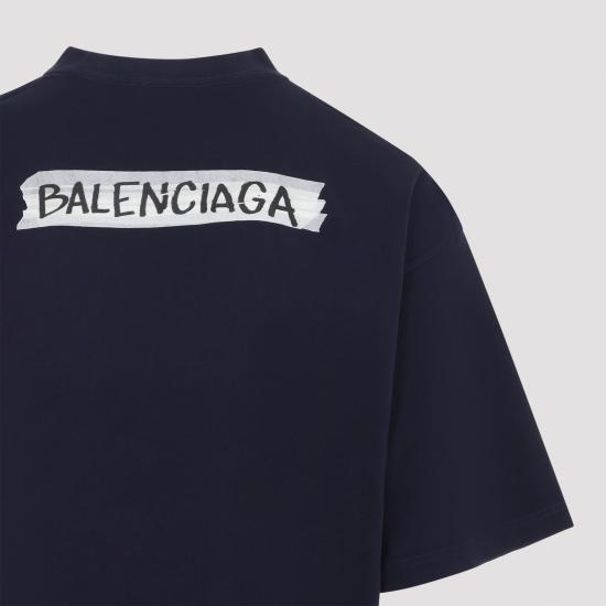 26FW 발렌시아가 마스킹 테이프 티셔츠 미디움 핏 764235TTVL6 8065 BLUE - BALENCIAGA