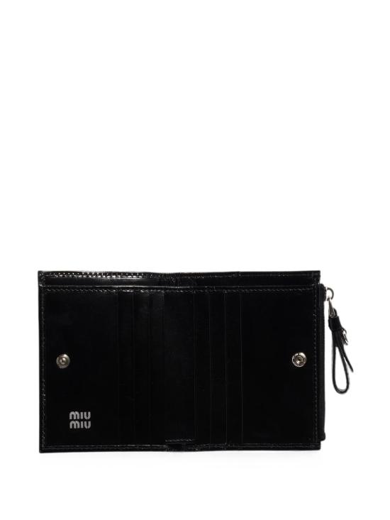 26FW 미우미우 로고 글로시 레더 지갑 5ML0502A44 F0002 BLACK - MIU MIU