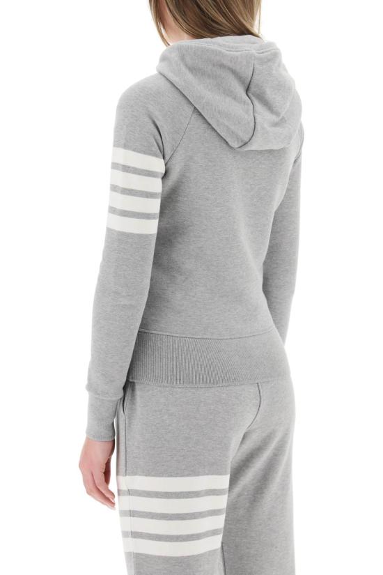 26FW 톰브라운 4바 루프백 저지 니트 엔지니어드 집업 후드 FJT001A00535 055 GREY - THOM BROWNE
