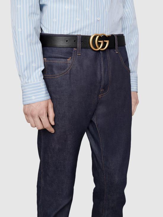 26FW 구찌 더블 G 버클 리버시블 레더 벨트 627055 CAO2T1062 BLACK - GUCCI