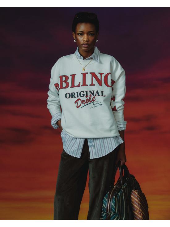 26FW 드롤드무슈 긴팔 티셔츠 MSW211CO127 OW BIANCO - DROLE DE MONSIEUR