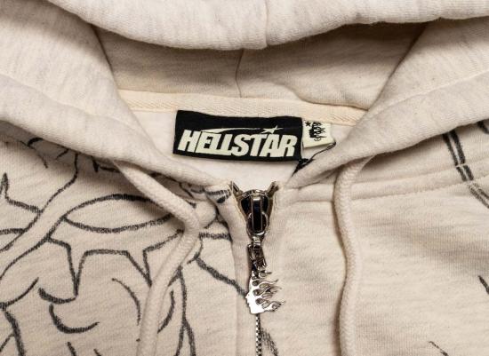 26FW 헬스타 긴팔 티셔츠 그래피티 지퍼업 후드티 그레이 - HELLSTAR