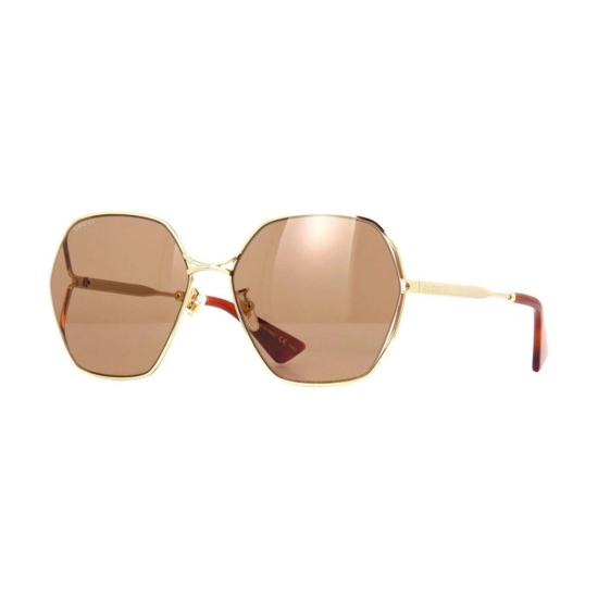  구찌 안경 GG0818 SA002 기하학적 풀림 선글라스 골드/브라운
