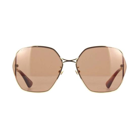  구찌 안경 GG0818 SA002 기하학적 풀림 선글라스 골드/브라운 - GUCCI