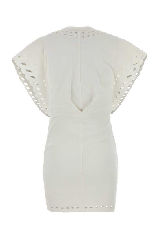 26SS 이자벨마랑에뚜왈 올랑 숏 코튼 앤 브로더리 앙글레즈 드레스 RO1016FAD1N08E 23EC White - ISABEL MARANT ETOILE