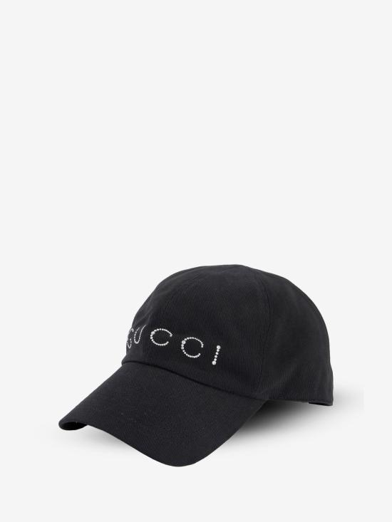 26FW 구찌 라인스톤 로고 베이스볼 캡 A005HY BLACK - GUCCI