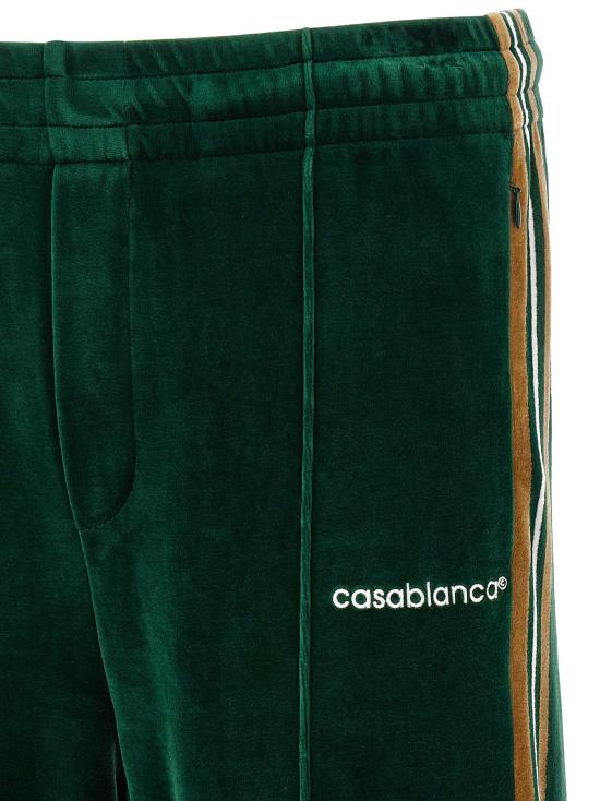 26FW 카사블랑카 트레이닝/조거 팬츠 녹색 벨벳 바지 - CASABLANCA