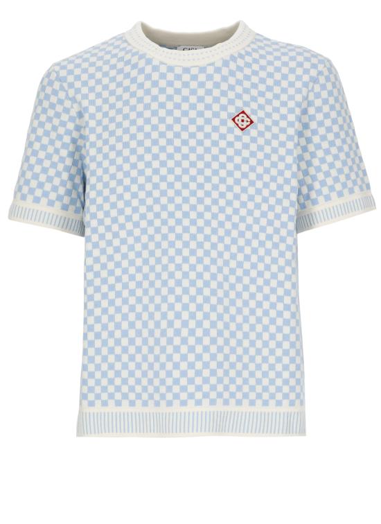 26FW 카사블랑카 반팔 티셔츠 MAW26KW147201 COTTON BLEND BLUE WHTIE WHITE