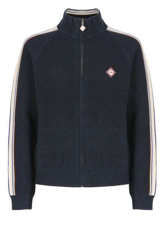 26FW 카사블랑카 긴팔 티셔츠 MAW26KW150901 COTTON WOOL BLEND NAVY BLUE
