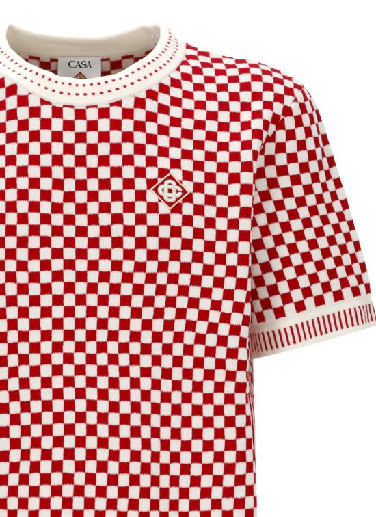 26FW 카사블랑카 반팔 티셔츠 MAW26KW147202 COTTON BLEND RED WHITE - CASABLANCA