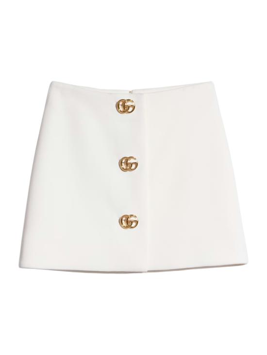 26FW 구찌 크레이프 울 더블 G 버튼 스커트 864526 ZACKN9050 WHITE