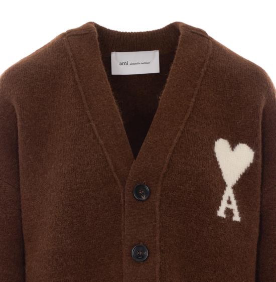 26FW 아미 알렉산드르 마티우시 가디건 UKC365 KN0135A362 BROWN - AMI ALEXANDRE MATIUSSI