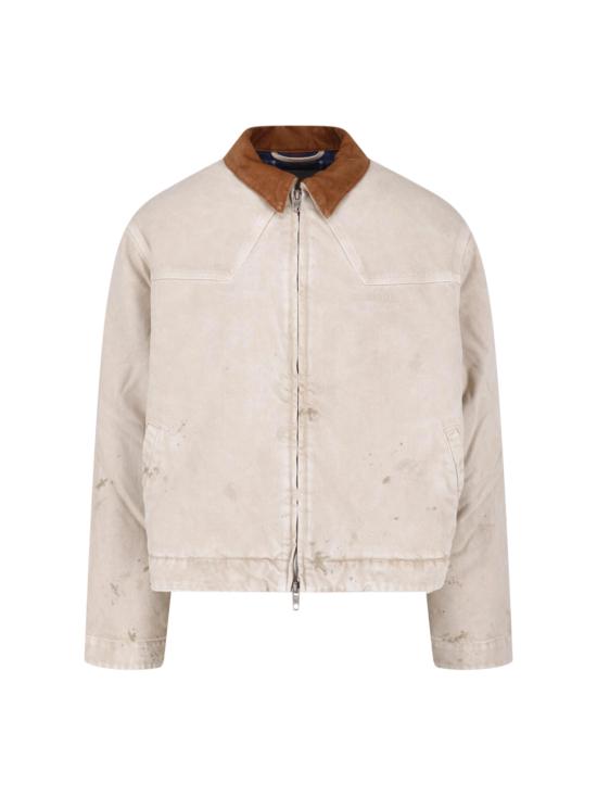 26FW 발렌시아가 빈티지 디스트레스드 코튼 지퍼 워크웨어 자켓 A001RT TSWB2 9501 BEIGE