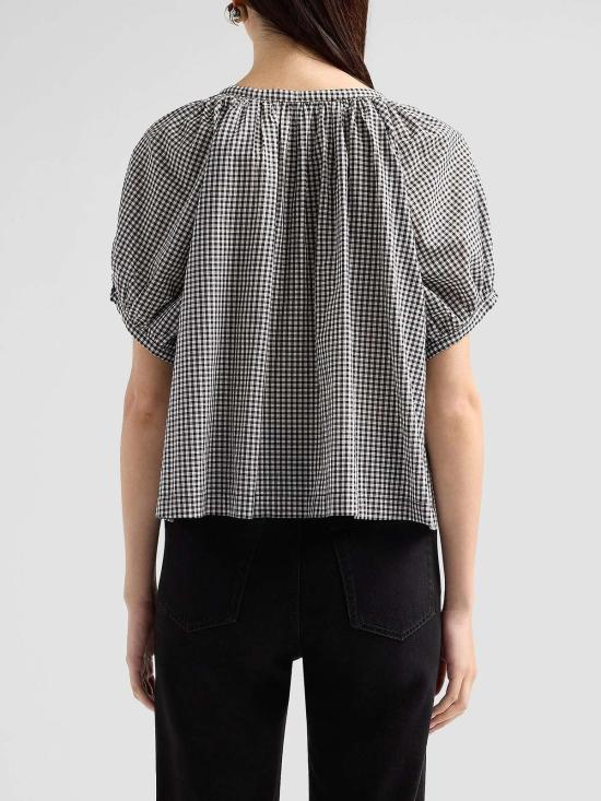  도엔 블라우스 Dôen June 탑 느와르 La Maddalena Gingham - DOEN