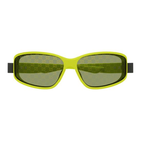  구찌 안경 기하학 패턴 풀림 선글라스, GG 패턴 미러 렌즈, GG2011 S002, 애시드 그린 색상 - GUCCI