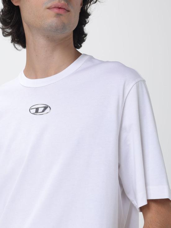 26FW 디젤 T-어드저스트-Od 메탈릭 오발 D 티셔츠 A178800CLBR 100 White - DIESEL