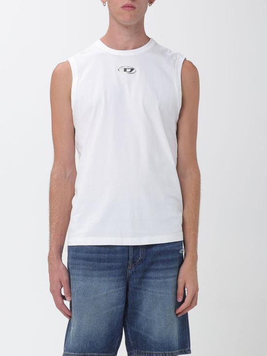 26FW 디젤 심리스 메탈릭 Oval D 코튼 탑 A217430JMBB 141 White