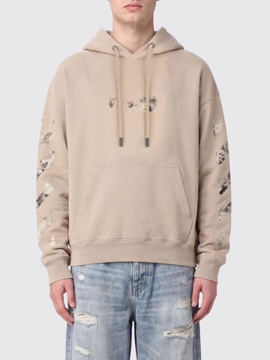 26FW 오프화이트 긴팔 티셔츠 OMBB085F26FLE00 400 Sand